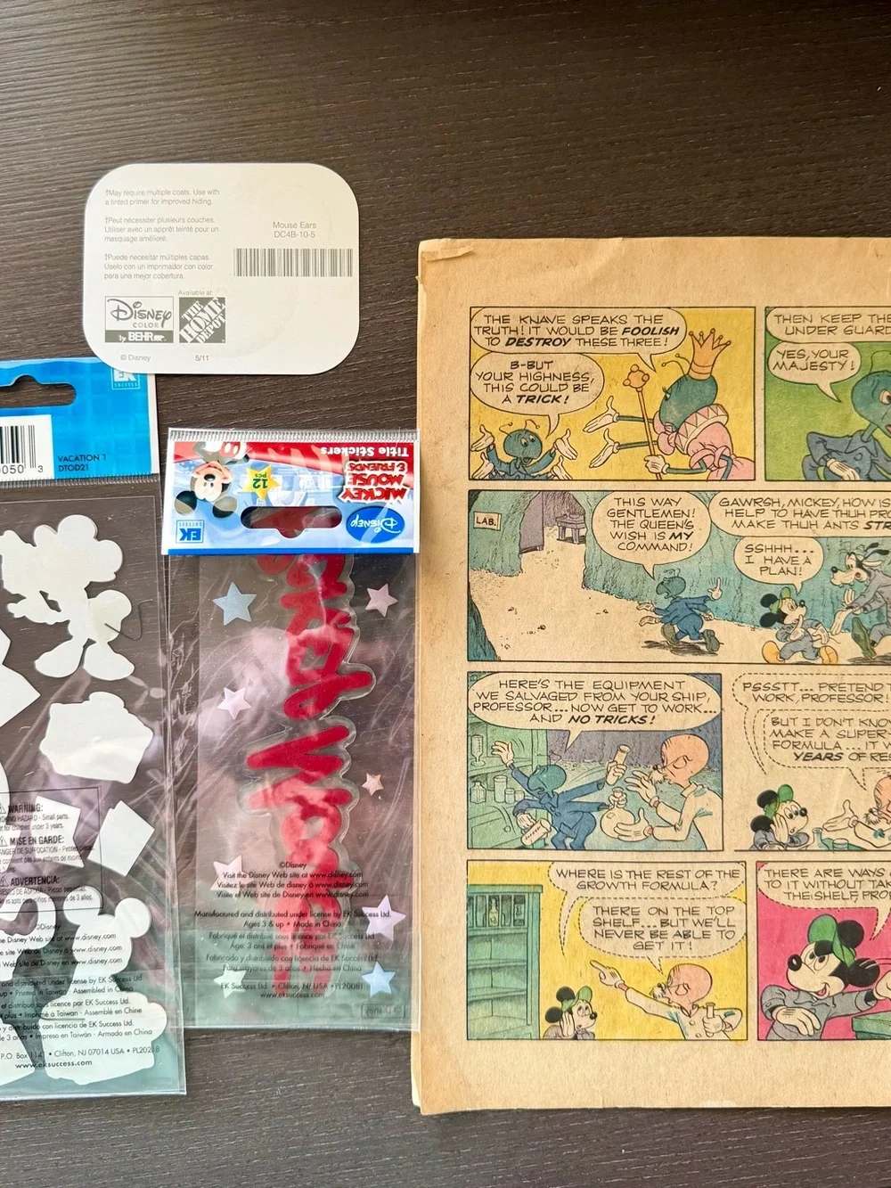 Disney Mickey Mouse Stickers & Vintage Comic Ephemera Lot